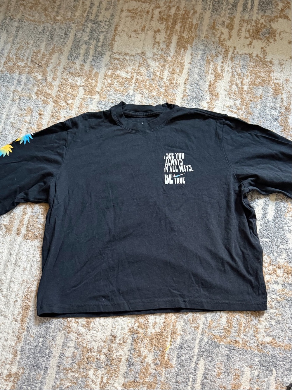 Nike Black Tee with Rainbow Gradient Logo